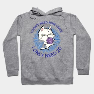 Roll 20 RPG Cat - Don't Need Nine Lives Light Color Hoodie